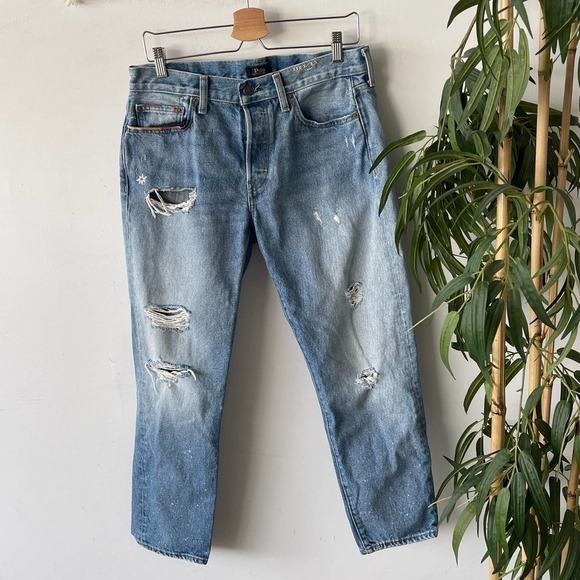 Polo Ralph Lauren Jeans Womens The Avery Boyfriend Embroidered Distressed Boho - Picture 1 of 10